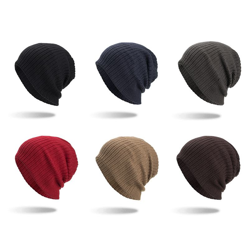 Menn Vinter Tykke Brimless Strikket Lue Slouch Beanie Caps