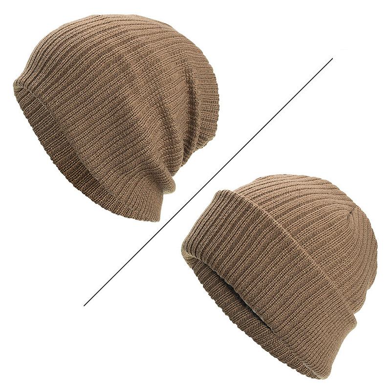 Menn Vinter Tykke Brimless Strikket Lue Slouch Beanie Caps