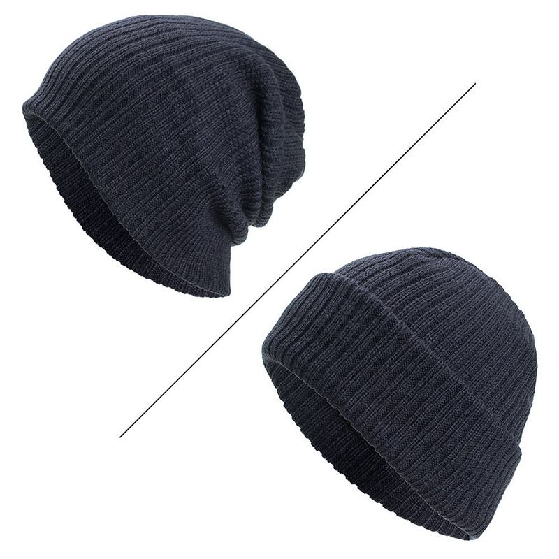 Menn Vinter Tykke Brimless Strikket Lue Slouch Beanie Caps