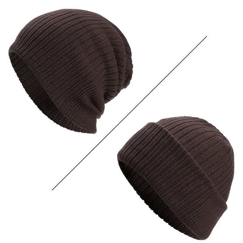 Menn Vinter Tykke Brimless Strikket Lue Slouch Beanie Caps