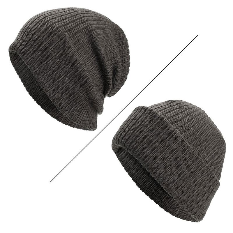 Menn Vinter Tykke Brimless Strikket Lue Slouch Beanie Caps