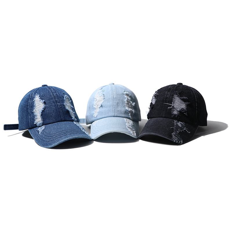 Menns Og Kvinners Hole Denim Fritids Duck Tongue Baseball Cap