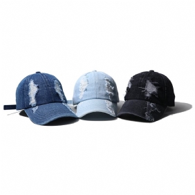 Menns Og Kvinners Hole Denim Fritids Duck Tongue Baseball Cap