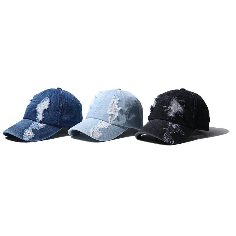 Menns Og Kvinners Hole Denim Fritids Duck Tongue Baseball Cap