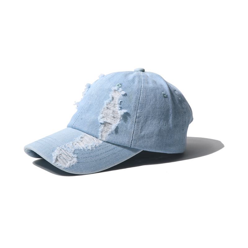 Menns Og Kvinners Hole Denim Fritids Duck Tongue Baseball Cap