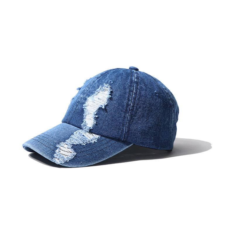 Menns Og Kvinners Hole Denim Fritids Duck Tongue Baseball Cap