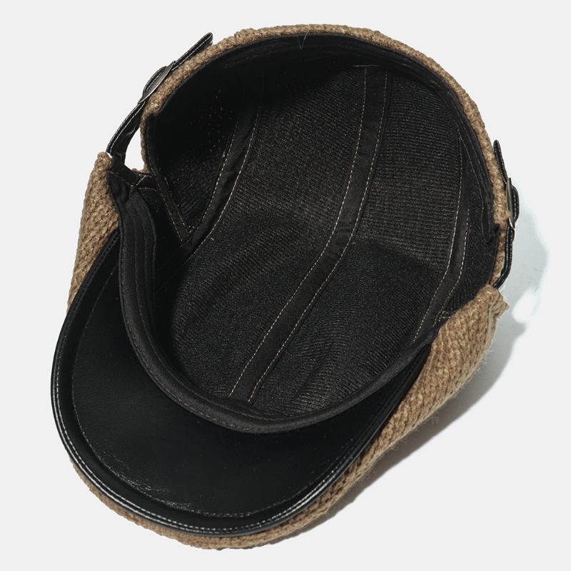 Menns Strikkehette Lue Polstret Varm Beret Caps Uformell Utendørs Visir Forward Hats