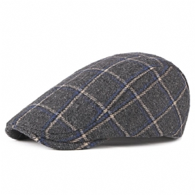 New Style Hat Mannlig Britisk Retro Ull Beret Fritids Plaid