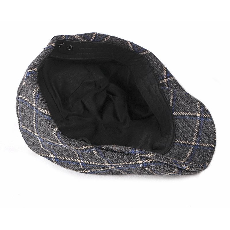 New Style Hat Mannlig Britisk Retro Ull Beret Fritids Plaid