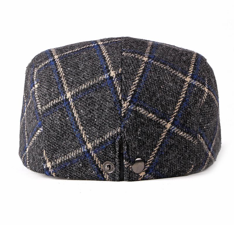 New Style Hat Mannlig Britisk Retro Ull Beret Fritids Plaid