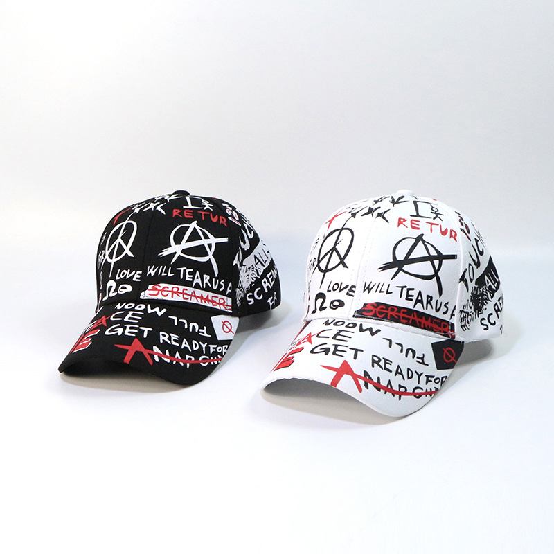 Ny Stil Hat Graffiti Baseball Cap Utendørs Skygge Solbeskyttelse Cap Hat Trendy Hip Hop Hat Oem