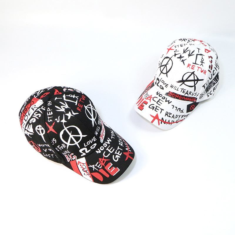 Ny Stil Hat Graffiti Baseball Cap Utendørs Skygge Solbeskyttelse Cap Hat Trendy Hip Hop Hat Oem