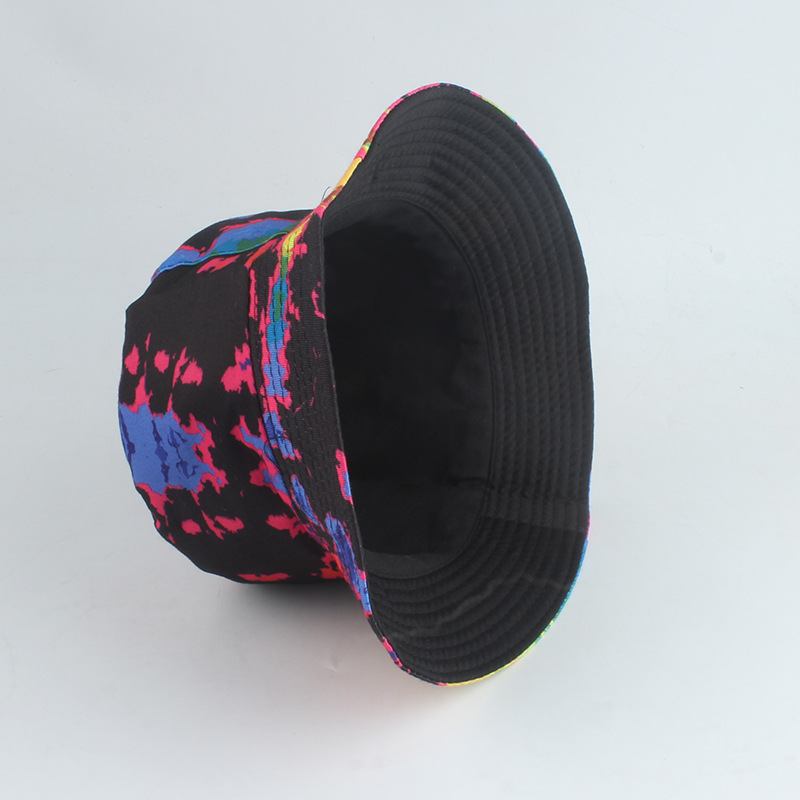 Ny Stil Trykt Dobbeltsidig Fiskerhatt Farge Tie-dye Hip-hop Fritids Flat Top Basin Hat