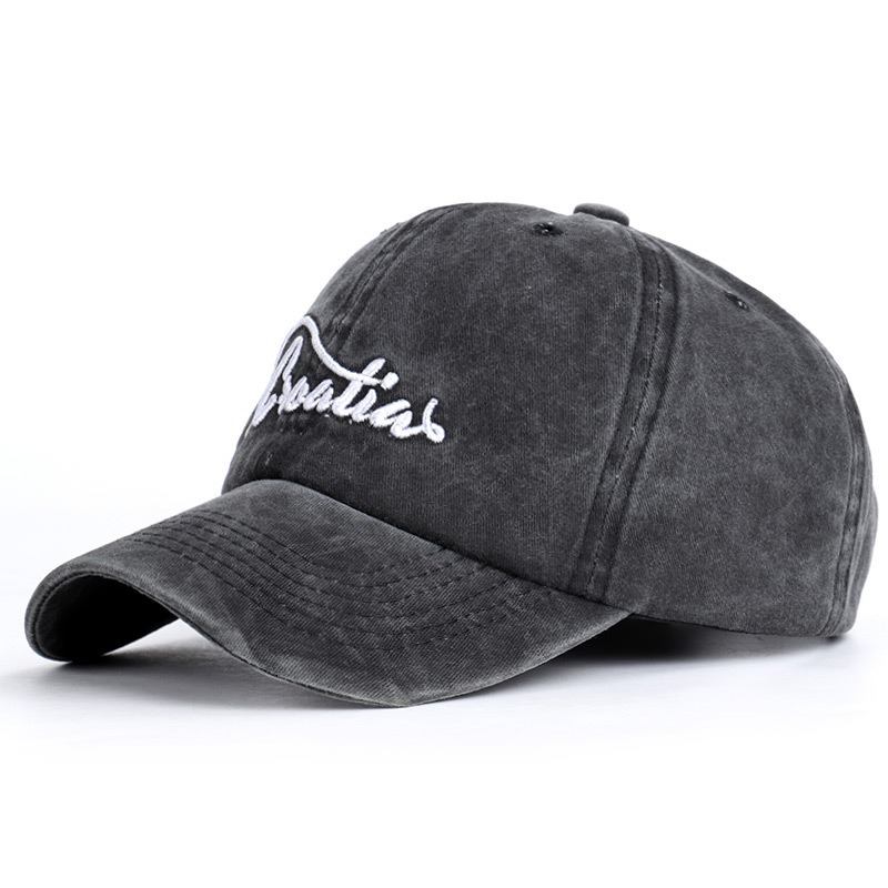 Plus Size Justerbar Letter Brodert Baseball Cap Utendørs Vasket Bomull Solhette