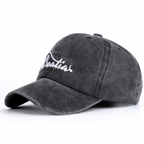 Plus Size Justerbar Letter Brodert Baseball Cap Utendørs Vasket Bomull Solhette