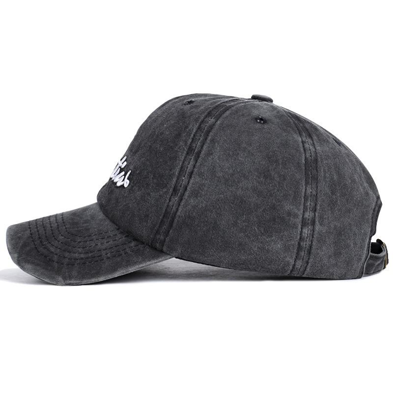 Plus Size Justerbar Letter Brodert Baseball Cap Utendørs Vasket Bomull Solhette