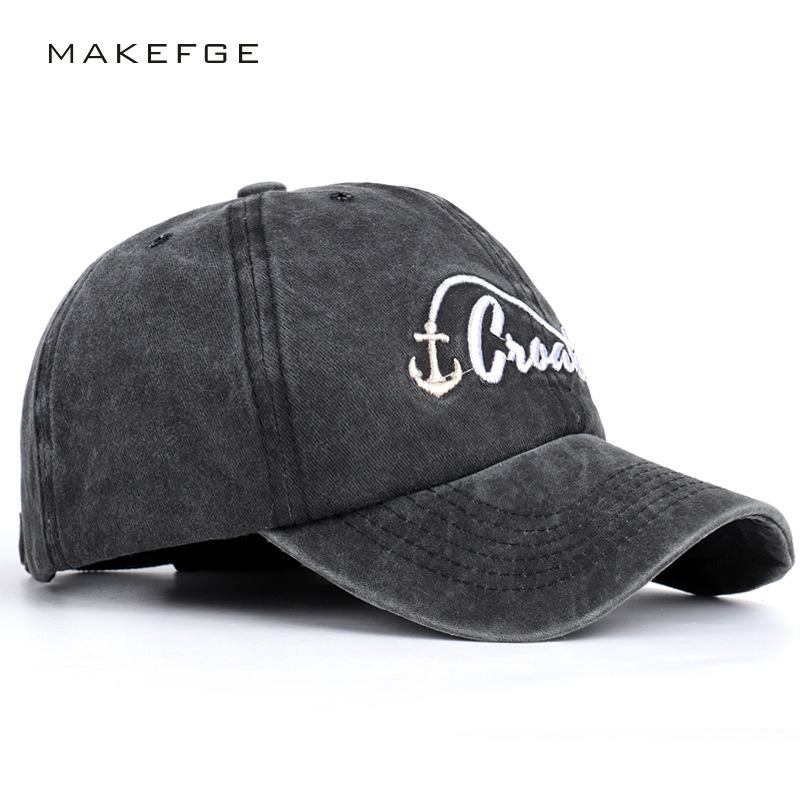 Plus Size Justerbar Letter Brodert Baseball Cap Utendørs Vasket Bomull Solhette