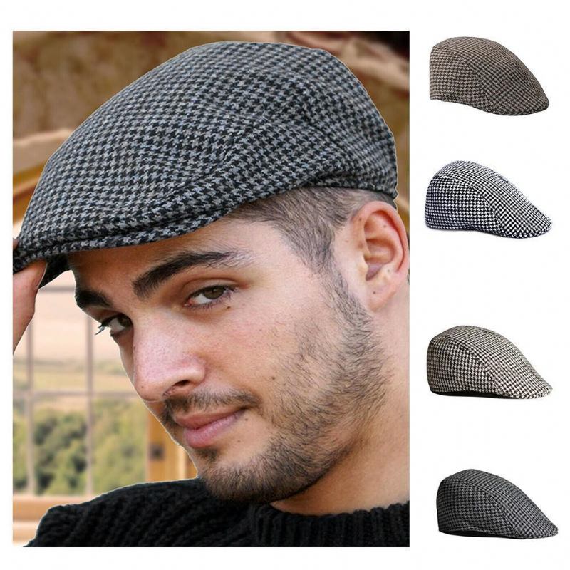 Rutenett Foreldre-barn Ull Beret Uformell Houndstooth Hat