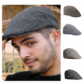 Rutenett Foreldre-barn Ull Beret Uformell Houndstooth Hat