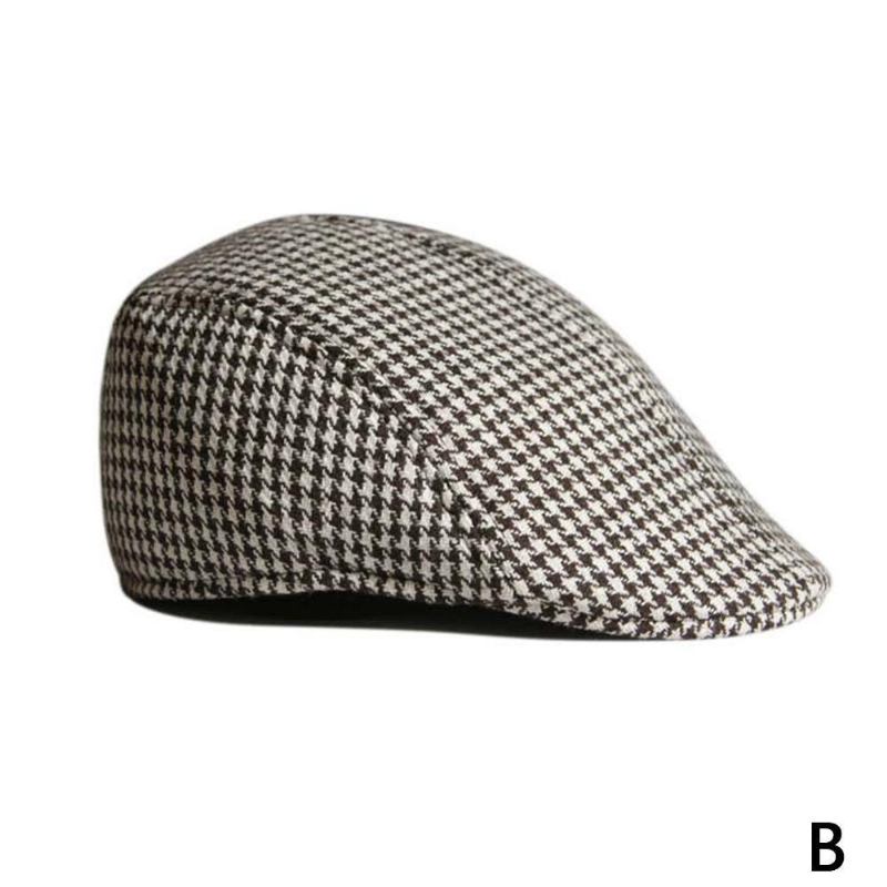 Rutenett Foreldre-barn Ull Beret Uformell Houndstooth Hat