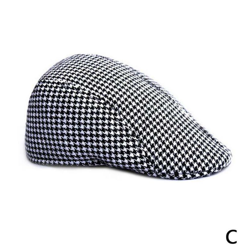 Rutenett Foreldre-barn Ull Beret Uformell Houndstooth Hat