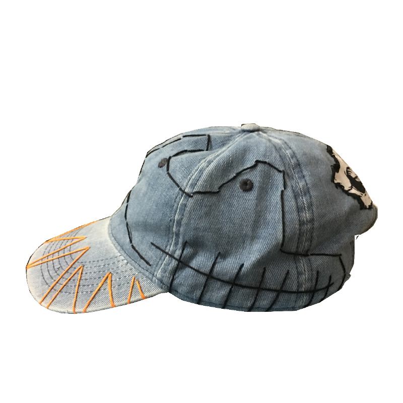 Skull Tooth Personalized Patch Design Washed Denim Hat