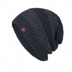 Solid Knitted Skullies Beanie Cap Pluss Velvet Warm Outdoor Fritids Hats