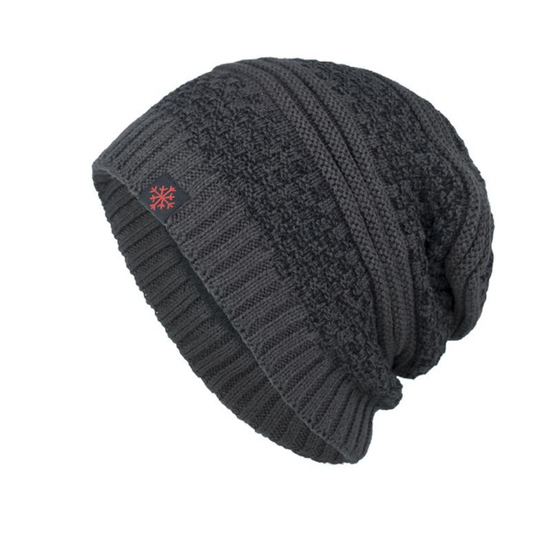 Solid Knitted Skullies Beanie Cap Pluss Velvet Warm Outdoor Fritids Hats