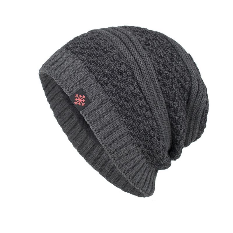 Solid Knitted Skullies Beanie Cap Pluss Velvet Warm Outdoor Fritids Hats