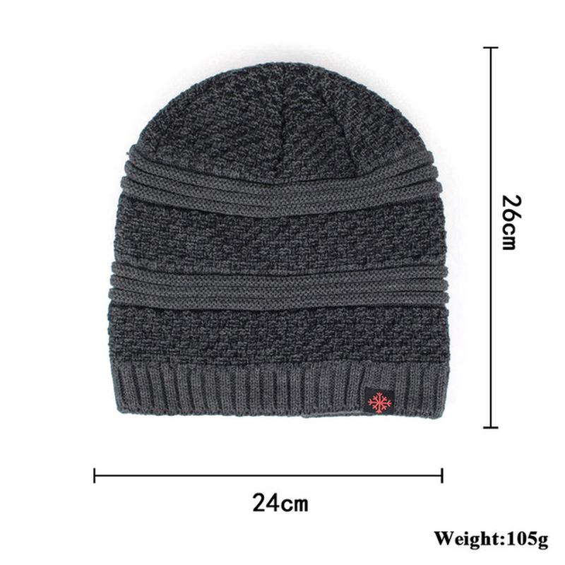 Solid Knitted Skullies Beanie Cap Pluss Velvet Warm Outdoor Fritids Hats