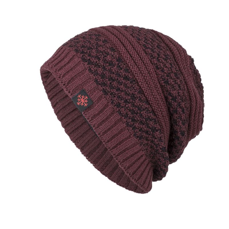 Solid Knitted Skullies Beanie Cap Pluss Velvet Warm Outdoor Fritids Hats