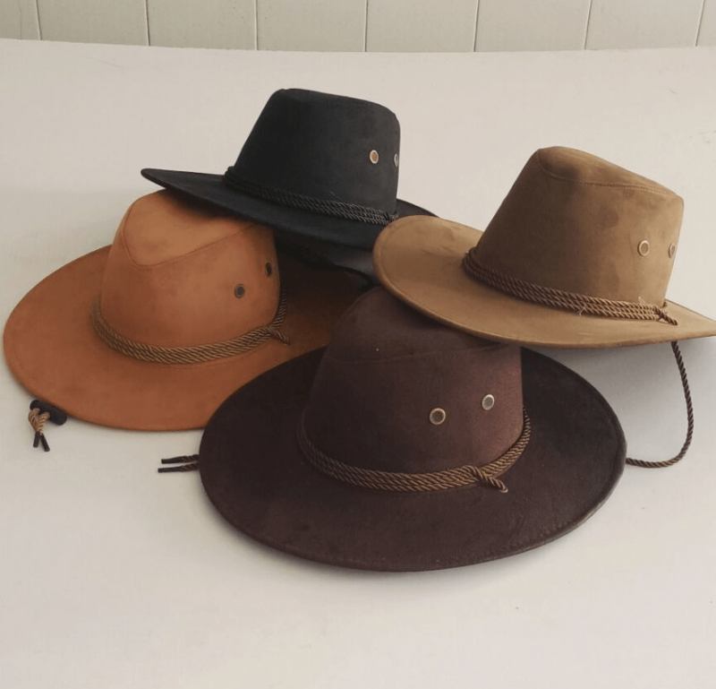 Stor Langs Kyllingskinn Fløyel Western Rope Rider Hat Cowboy Hat Stereotyp Hat