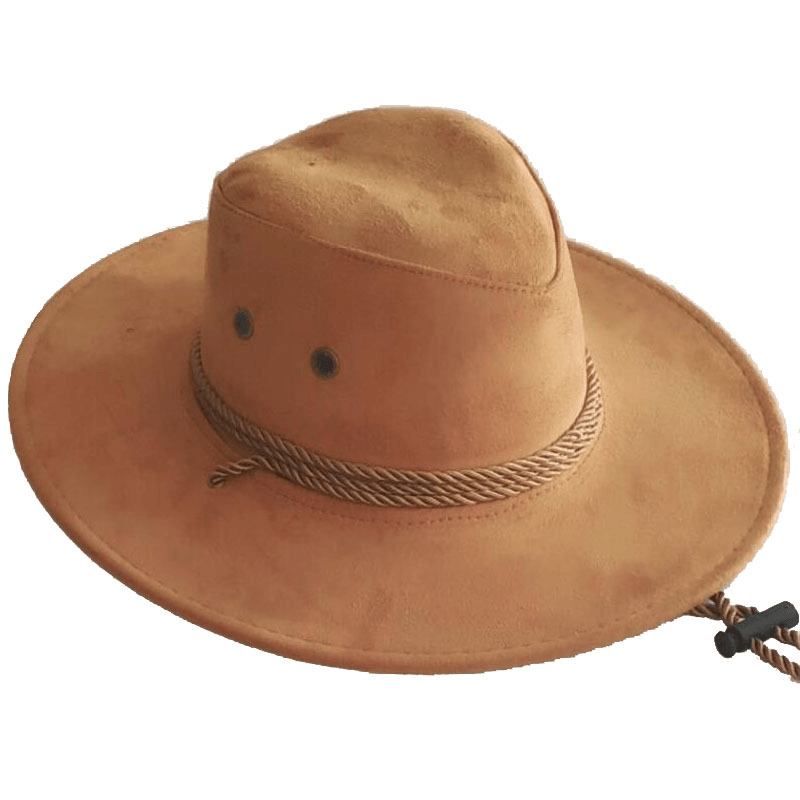 Stor Langs Kyllingskinn Fløyel Western Rope Rider Hat Cowboy Hat Stereotyp Hat