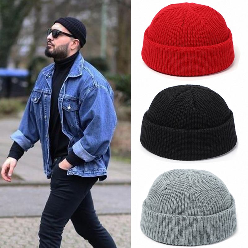 Strikkede Luer For Kvinner Skullcap Herre Lue Vinter Retro