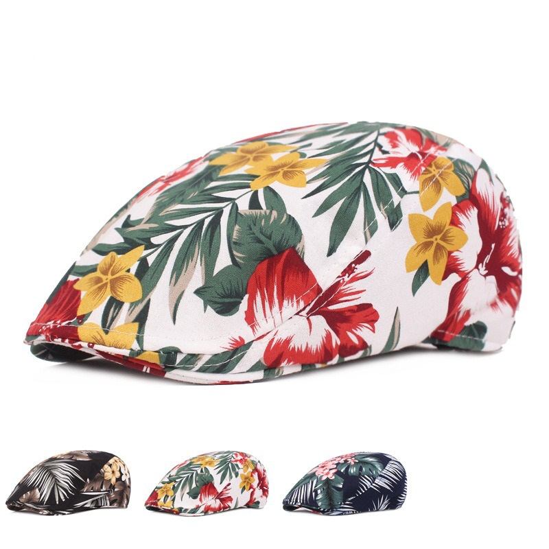 Unisex-blomstertrykk Vogue Cotton Beret Hat