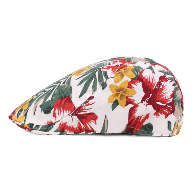 Unisex-blomstertrykk Vogue Cotton Beret Hat