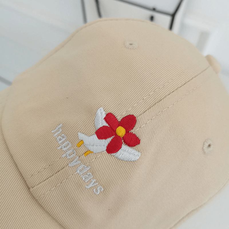 Unisex Bomull Ensfarget Blomsterbrevmønsterbroderi Wild Retro Solseil Baseballcaps