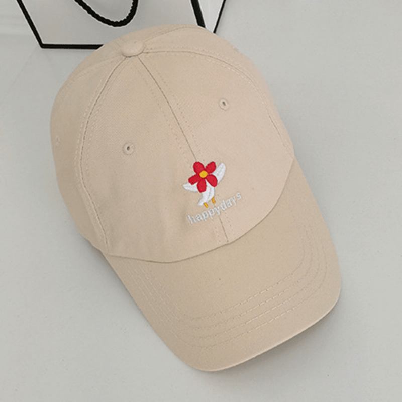 Unisex Bomull Ensfarget Blomsterbrevmønsterbroderi Wild Retro Solseil Baseballcaps