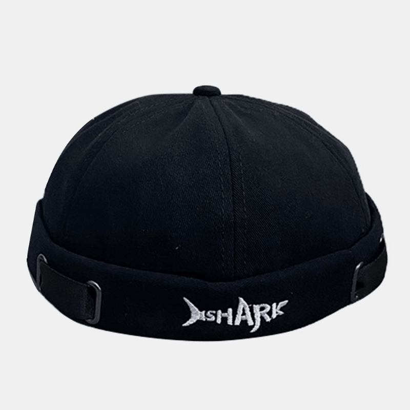 Unisex Bomull Hai-brev Brodert Solskjerm Uten Kanter Beanie Landlord Cap Skull Cap