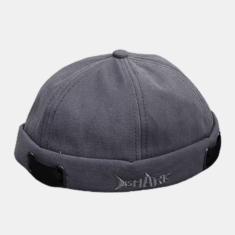 Unisex Bomull Hai-brev Brodert Solskjerm Uten Kanter Beanie Landlord Cap Skull Cap