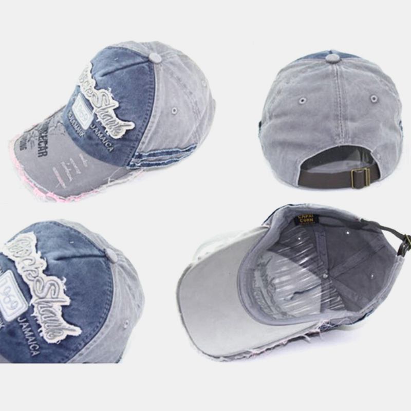 Unisex Bomull Laget-gammel Broken Edge Patch Kontrastfarge Uformelt Parhatt Baseballhatt