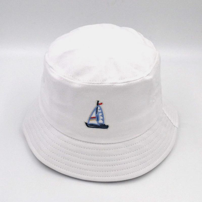 Unisex Bomull Seilbåt Mønster Justerbar Fritids Sunshade Bucket Hat