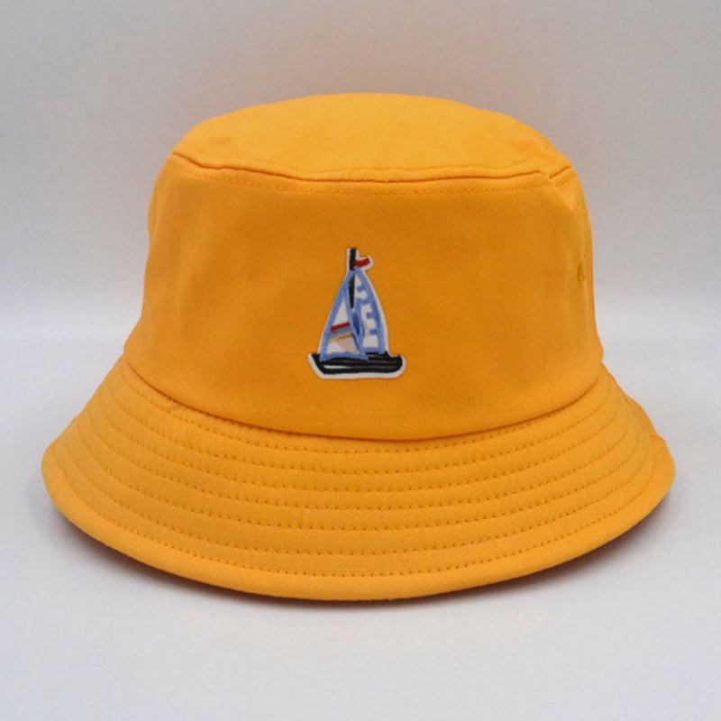 Unisex Bomull Seilbåt Mønster Justerbar Fritids Sunshade Bucket Hat