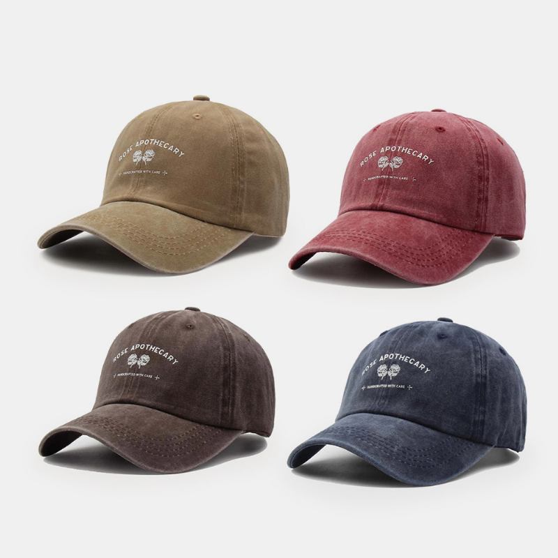 Unisex Brev Blomstermønster Kyper Caps Uformell Wild Washed Justerbar Baseball Cap