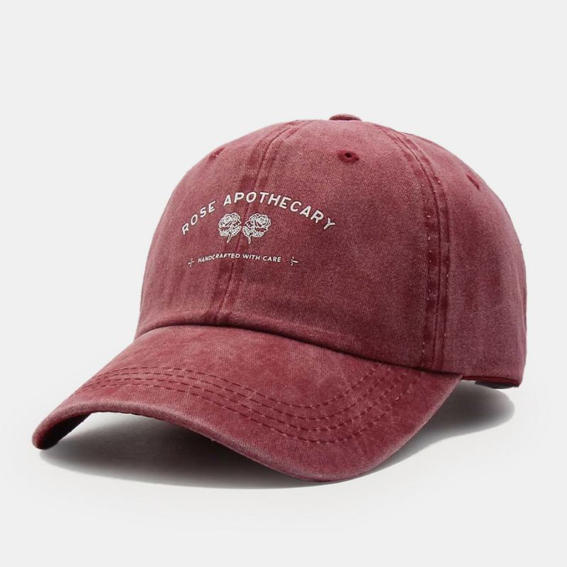 Unisex Brev Blomstermønster Kyper Caps Uformell Wild Washed Justerbar Baseball Cap