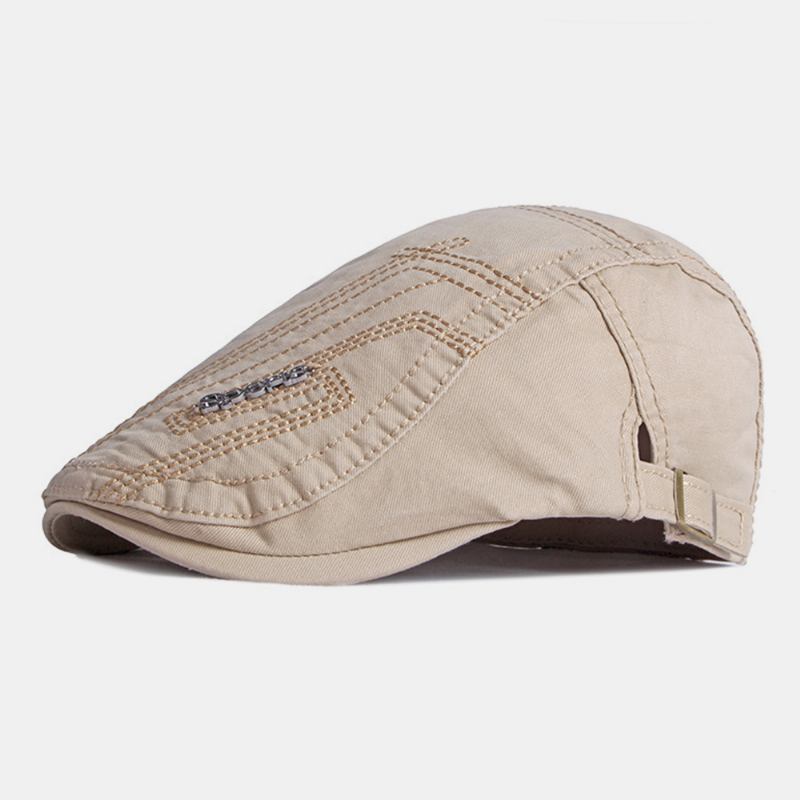 Unisex-brev Metalletikett Berethette Britiske Retrosider Justerbar Spenne Pustende Solskjerming Forward Hat Newsboy Hat Kjørehatt