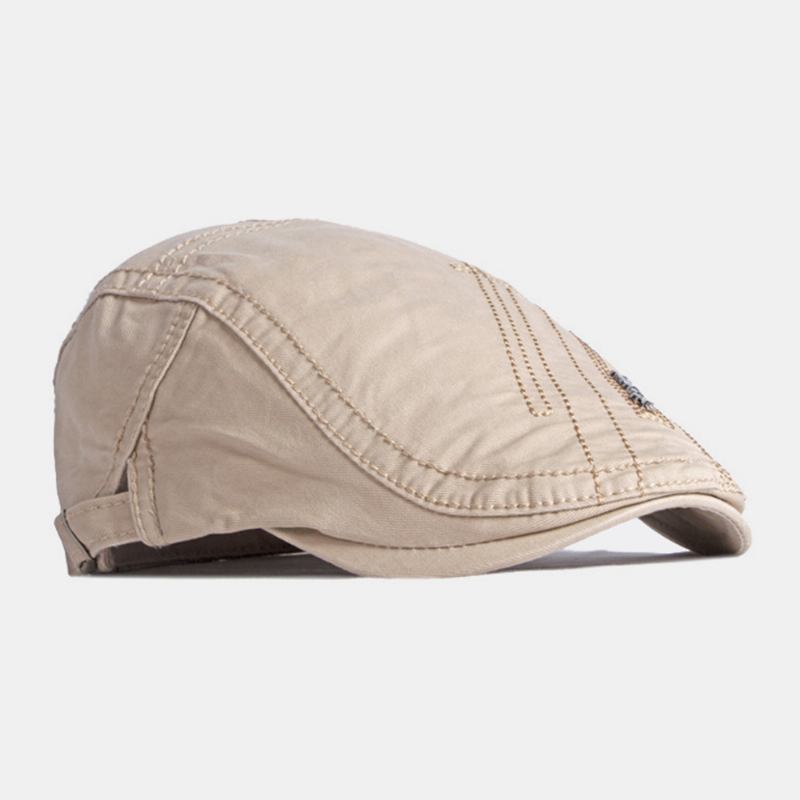 Unisex-brev Metalletikett Berethette Britiske Retrosider Justerbar Spenne Pustende Solskjerming Forward Hat Newsboy Hat Kjørehatt