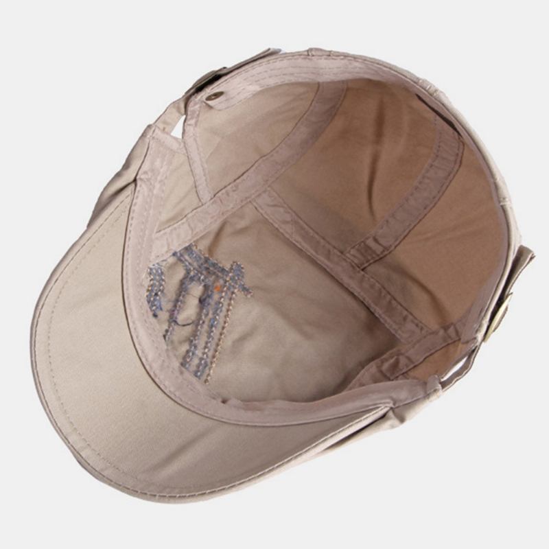 Unisex-brev Metalletikett Berethette Britiske Retrosider Justerbar Spenne Pustende Solskjerming Forward Hat Newsboy Hat Kjørehatt