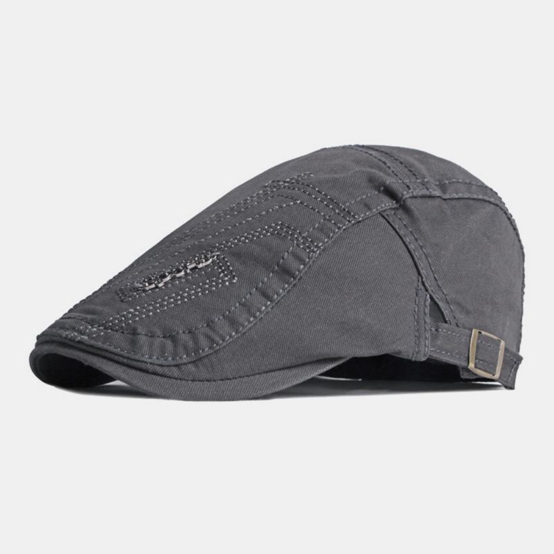 Unisex-brev Metalletikett Berethette Britiske Retrosider Justerbar Spenne Pustende Solskjerming Forward Hat Newsboy Hat Kjørehatt