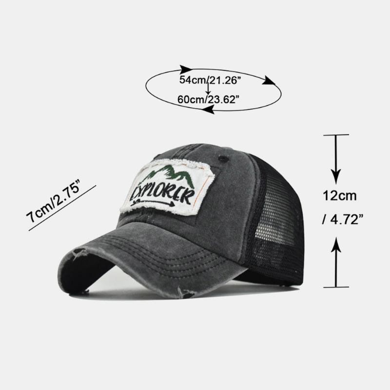 Unisex Broken Hole Patch Brevbroderi Baseball Cap Merke Gammel Utendørs Solskjerm Justerbar Hatt